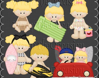 Summertime Fun Kids Blonde Set2 - CU Clipart