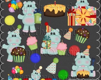 Anniversaire hippopotames - CU Clipart