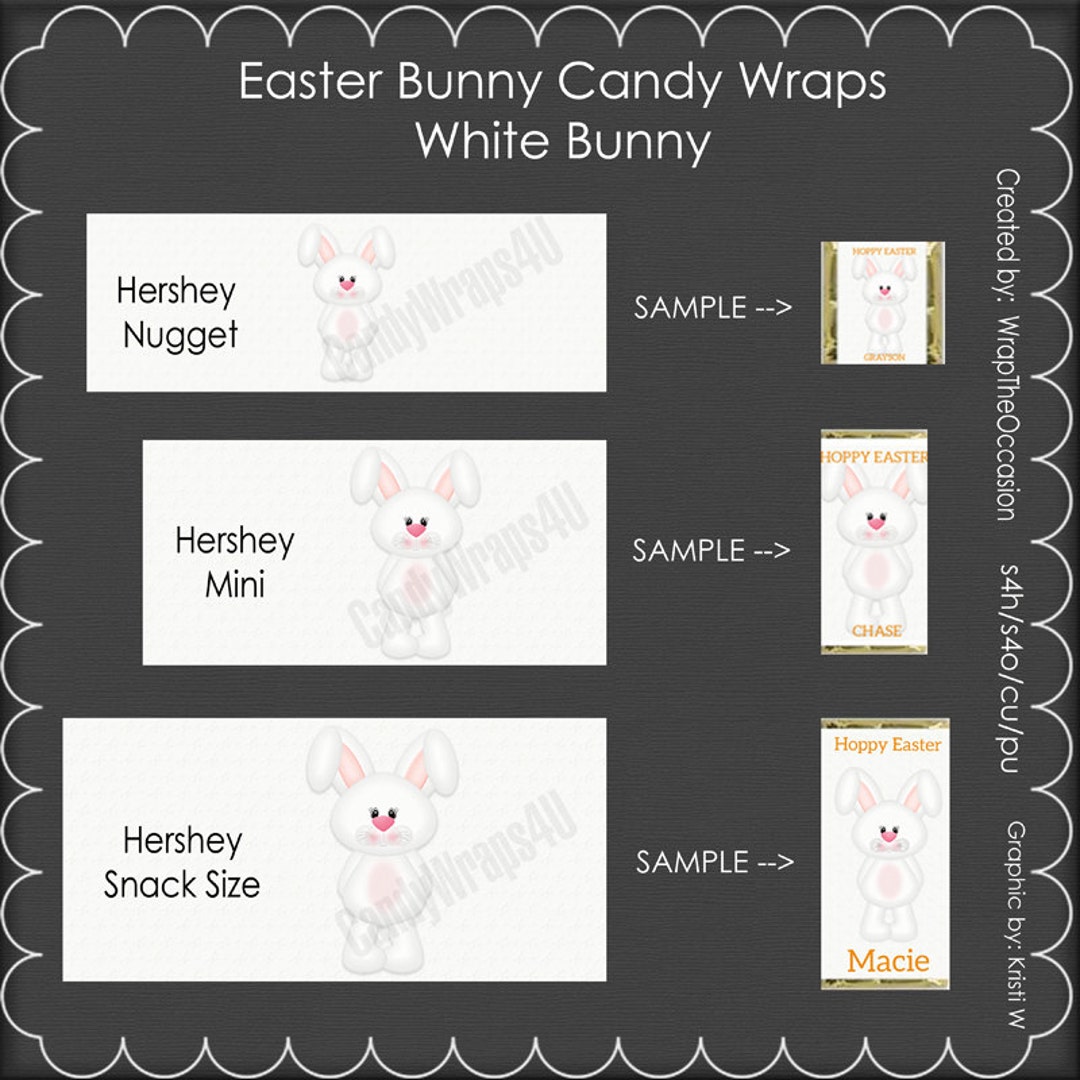 White Bunny - Candy Bar Wrappers - Etsy