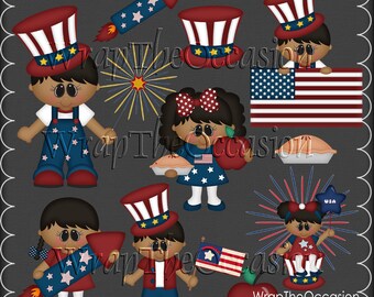 AA God Bless America Kids exclusif Clipart