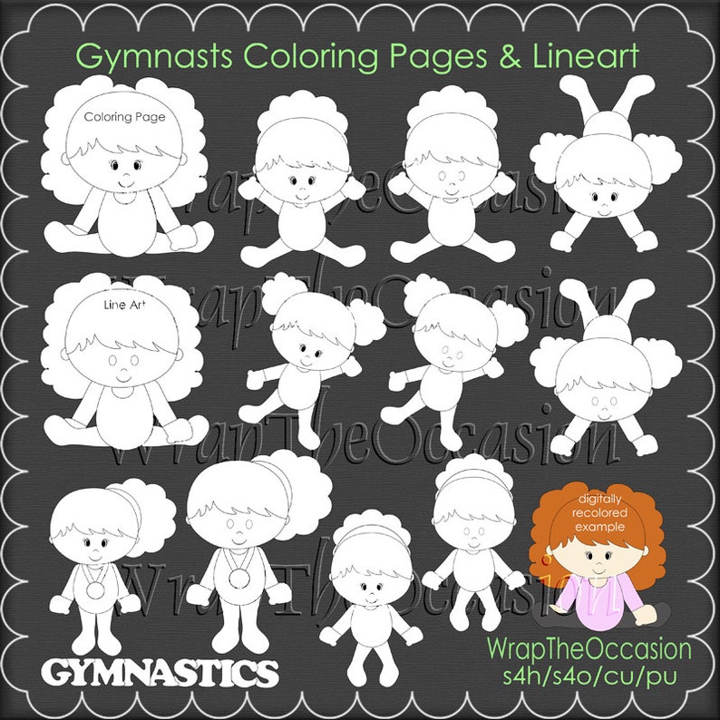 Gymnastics Color Me Exclusive Clipart image 1