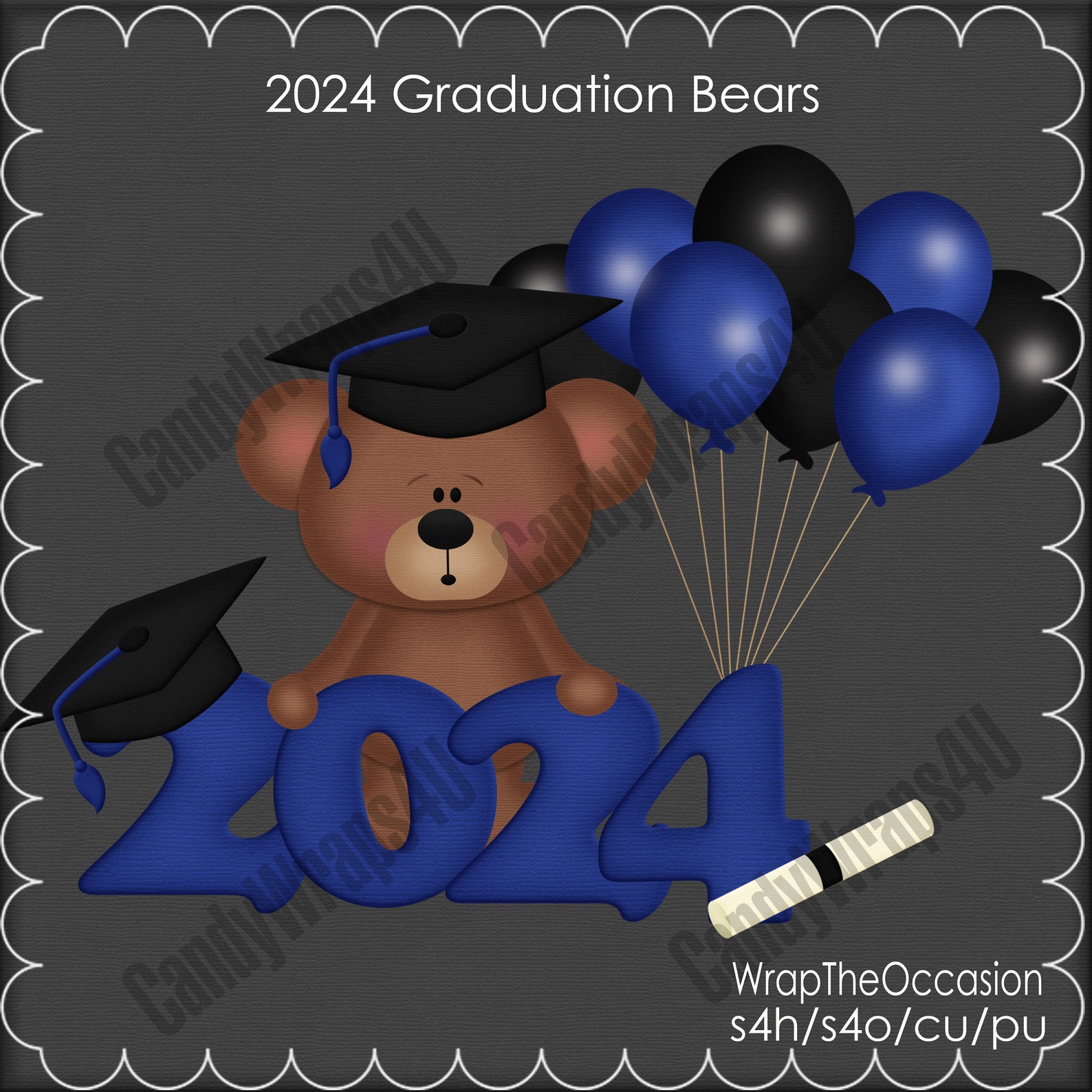 20202024 Blue/black Graduation Bears Clipart Etsy
