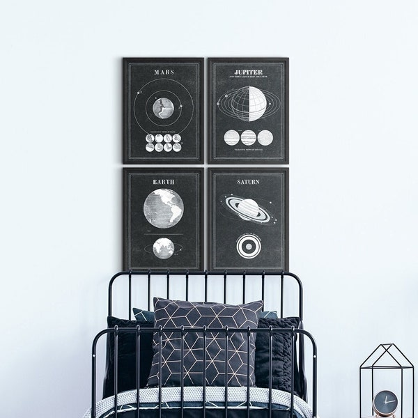 Solar system print set - Astronomy 101 Art - Space nursery - Planets Print - Solar Sysrtem Wall Art - Solar System Poster - Planetary System