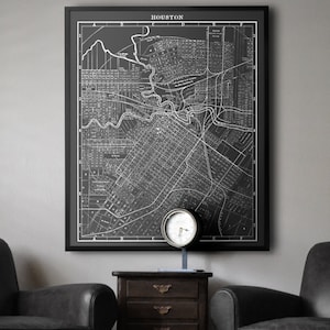 Houston Map Print : Vintage Houston map print  - Vintage Houston Texas Map - Circa 1890