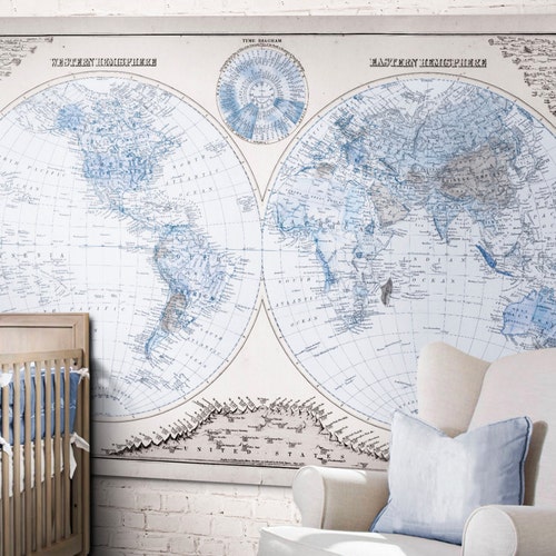 World Map Print Nursery World Map Print Art Poster World Etsy