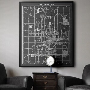 Oklahoma City Map : Large vintage Oklahoma City map print poster 1948