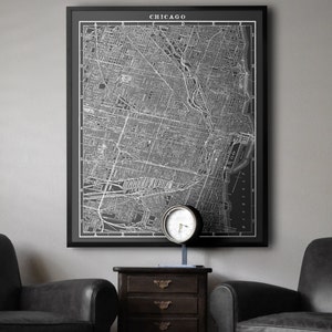 Chicago Map : Large Black and white Vintage Chicago map print - Vintage Chicago Map - Circa 1910