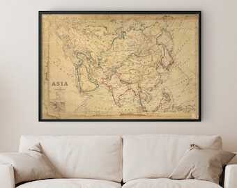 Alte Asien Karte Asien Print: Vintage Asien Karte - Alte Asien Karte - Große Asien Karte - Antike Asien Karte - Asien Kunst - Giclee print - circa 1904
