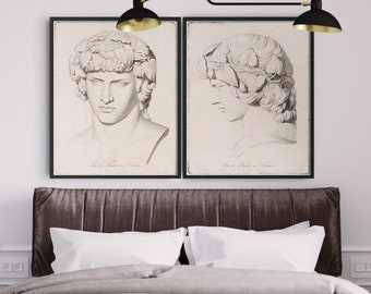 Greek Art: 18th C. Engraving of Ancient Greek Sculpture Collection - Classic Art - Greek Sculpture - Greek God Statue - Statue Art - Giclee