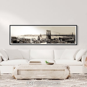 Brooklyn Bridge Photo Print : Vintage Brooklyn Bridge art print - New York Skyline photo Circa 1913 - Panoramic Brooklyn Bridge Photo