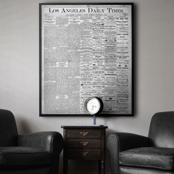 Los Angeles Times Zeitung Erste Ausgabe: Vintage Los Angeles News Paper vom 4. Dezember 1881