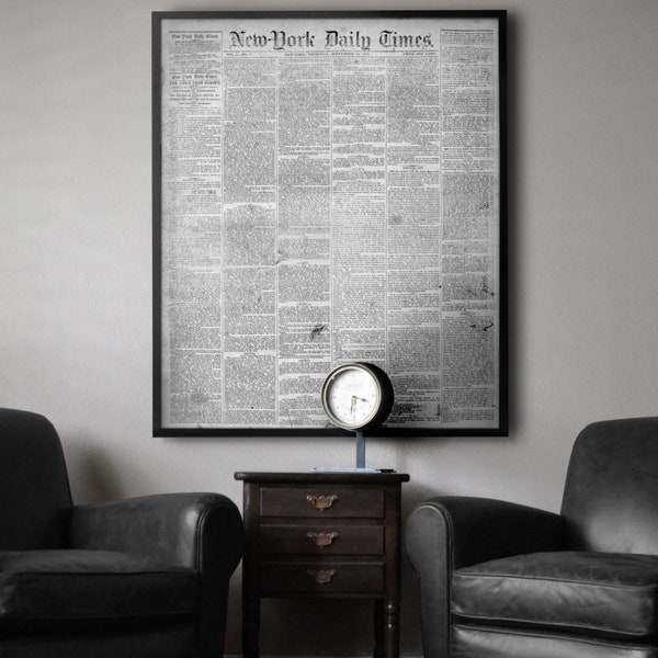 New York Times Print : Vintage New York Times Zeitung vom 18.September 1851 - Erste Ausgabe
