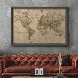 Arte del mapa mundial: 1861 Impresión del mapa mundial - Mapa del mundo antiguo - Mapa del mundo vintage - Mapa del mundo grande - Arte del mapa del mundo - Impresión Giclee