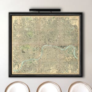 Mapa de Londres: póster impreso de mapa de Londres rústico vintage de alrededor de 1890