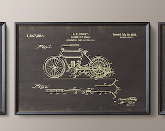 Motorrad Patent Print: Tinsley Black - Motorrad Patent Dokument Print - Vintage Motorrad Kunst - Motorrad Patent Kunst - Circa 1919