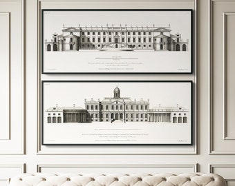 Arte de la arquitectura #1: Colección de elevaciones del palacio del siglo XVIII - Arquitectura antigua - Arquitectura vintage - Plano vintage - Impresión Giclee