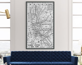 New York Subway Map :   - 1955 New York Subway System Map print - Archival New York Map Print - Giclee Print