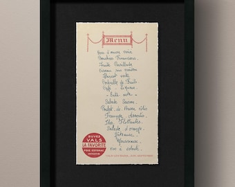 Custom Framed - French Menu Art - Kitchen Decor - Framed Kitchen Art - French Art - Bar Art - Cocktail Decor - Gallery Wall Art - Small Art