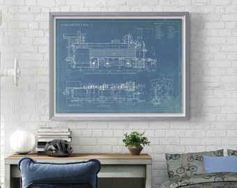 Vintage Train Art : Train Nursery Art - Train Poster - Kids Train Print - Train Blueprint - Train Set - Train Decor - Train Art - Circa 1900