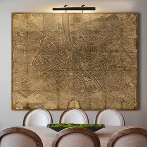 Impression de carte de Paris - Carte de découpage du Plan de Paris 1739 de Turgot : carte de Paris vintage - Impression sur toile giclée d'archives - Grande carte de Paris