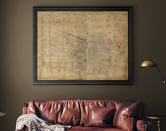 Vintage Green Bay Karte: Vintage Green Bay Karte Druck Circa 1938 - Green Bay Packers Stadion - Giclée print