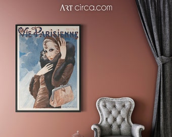 Fashion Art : La Vie Parisienne Print - Fashion Decor - Art nouveau print - Art Deco Wall Art - Red Lipstick Art - Giclee Print