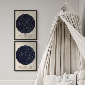 Nachthimmel Druck : Sternbild Karte - Kinder Sternenkarte - Vintage Konstellation Karte - Kinderzimmer Sternenkarte - Circa 1890s