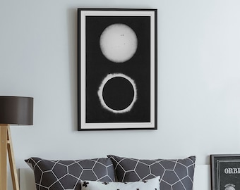 Solar Eclipse Print : 1890 Solar Eclipse Chromolithograph  - Star Art - Space Art - Astronomy Art - Astronomy Print - Giclee print