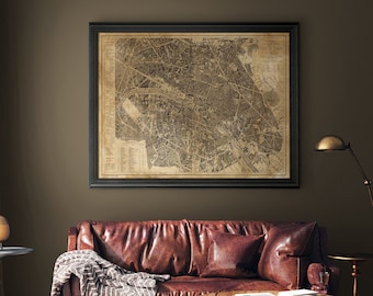 Paris Map : Vintage Circa 1883 Paris map print poster - giclee print