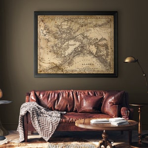 Alaska Karte Druck: Vintage Alaska Karte Kunst - Alaska Poster - Alaska Druck - Alter Alaska Druck - Um 1800