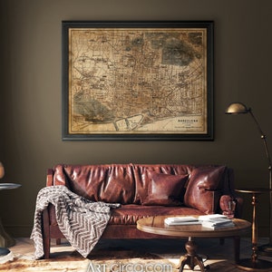 Barcelona map : Vintage Circa 1913 Barcelona map print poster - Vintage Barcelona Map - Spain Map - giclee print