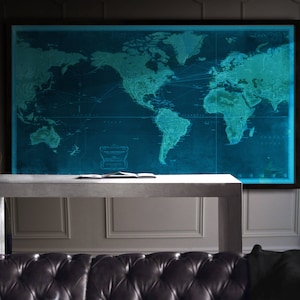 Pan Am Print : Pan Am Map - Pam American World travel print poster map 1950s