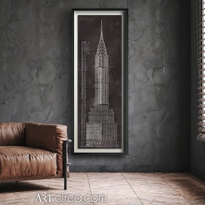 Plano del edificio Chrysler: Vintage Nueva York Manhattans Plano del edificio Chrysler impresión de carteles Impresión Giclee