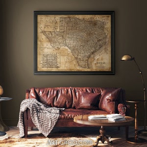 Mapa de Texas: póster impreso con mapa antiguo de Texas, circa 1913 - Mapa antiguo de Texas - Mapa antiguo de Texas - Impresión giclée
