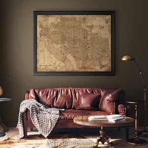 Washington DC Poster : Rustikale Vintage Washington DC Karte Druck Poster von 1904 - Vintage Washington Map - giclee print