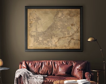 Seattle Map : Vintage Seattle map print poster Circa 1899 - Washington Map giclee print
