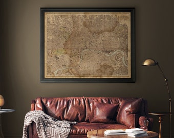 London Map : Vintage Circa 1890 London Map Print Poster - Vintage London Map - Old London Map - giclee print