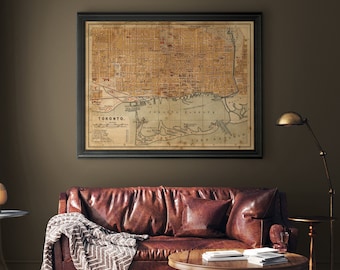 Toronto Map : Vintage Toronto map print poster Circa 1900 - Old Toronto Map - giclee print