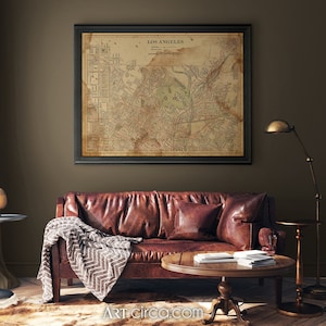 Los Angeles Map  : Vintage Circa 1900 Los Angeles map print poster - giclee print