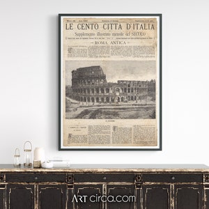 Vintage Italian Newspaper : Roma Antica Full Cover 2 Vintage Newspaper Print Circa 1887 Vintage Italy Art Old Italian Art image 1