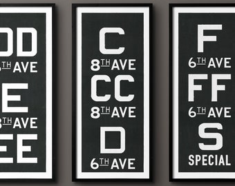 Subway Sign : Vintage New York Subway Sign Art C Train print poster - C TRAIN PRINT