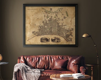 Philadelphia map : Vintage Philadelphia map print poster Circa 1840 - Philadelphia map poster - giclee print