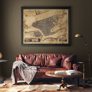 Impresión de mapas de Nueva York: Vintage rústico Circa 1900 Cartel de impresión de mapas de Nueva York Impresión de mapas de Nueva York - impresión giclee