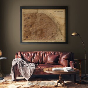 San Francisco Karte Version # 1: Vintage rustikale Circa 1887 San Francisco Karte Druck Poster - Alte San Francisco Karte - Giclée-Druck