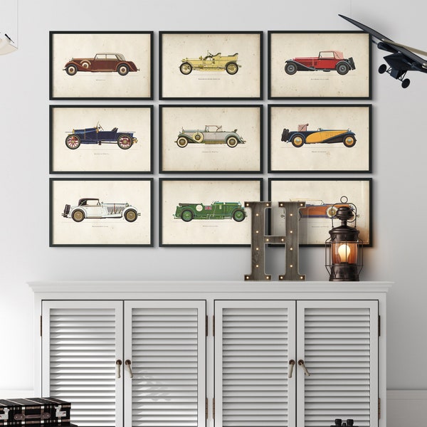 Car Art Prints : Vintage Car Art - Car Themed Room - Antique Car Print - Kids Car Art - Nursey Decor - Vintage Car Nursery - Classic Car Art