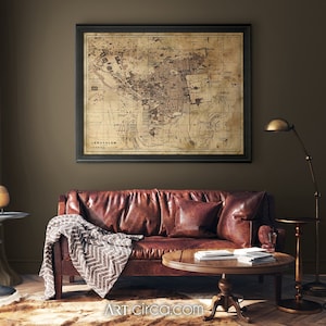 Mapa de Jerusalén: Póster vintage rústico con impresión de mapa de Jerusalén alrededor de 1911