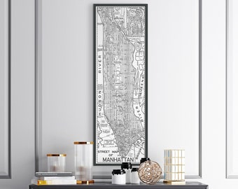 Manhattan Map Print :   - Street Map Of Manhattan - Archival New York Map Print - Giclee Print - Circa 1955