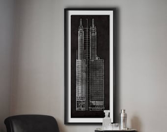 Chicago Carbide and Carbon Building Blueprint : Vintage Chicago Carbide and Carbon Building Blueprint poster print 1929 Giclee Print