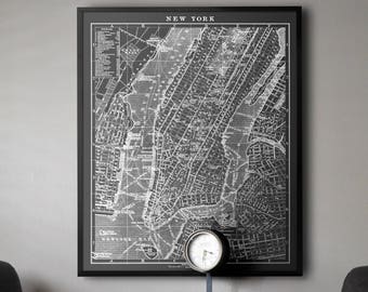 New York Map :  1900s Lithograph Map of New York  - New York Map print - Giclee Print