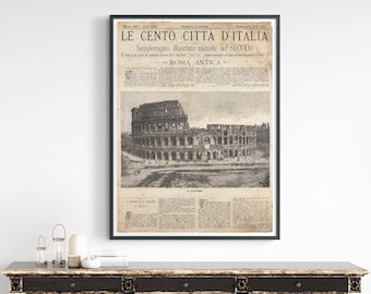 Vintage Italian Newspaper : Roma Antica Full Cover 2 - Vintage Newspaper Print - Circa 1887 - Vintage Italy Art - Old Italian Art
